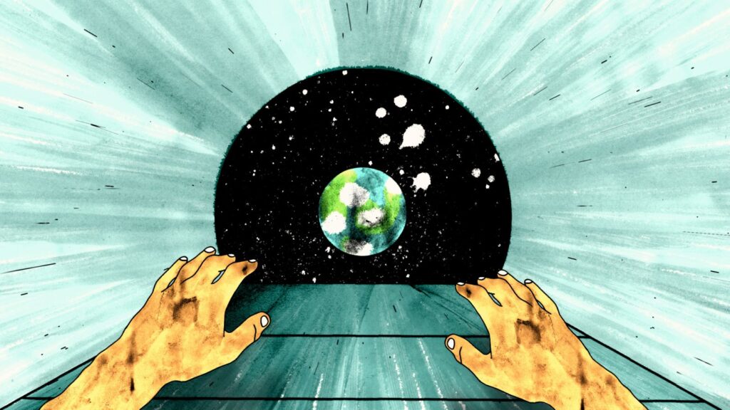 illustrazione mani condisco vinile